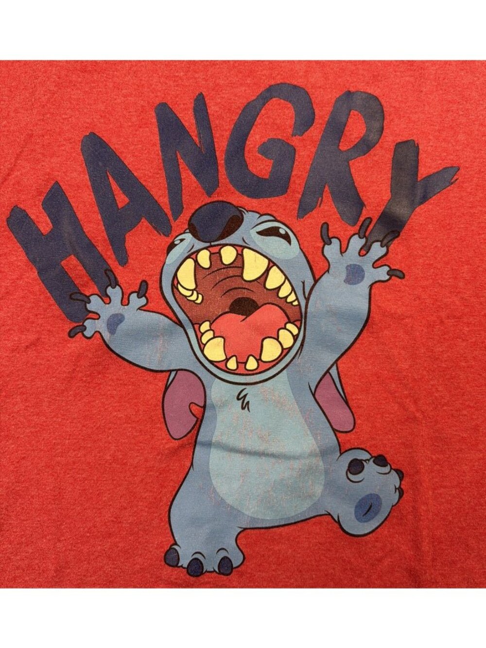 Large Red Disney Stitch Hangry T-Shirt